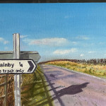 'Swainby turnoff', 2023, oil on canvas board, 14"x10"