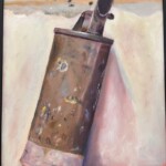 'Toyota Yaris exhaust silencer', 2016, oil on board, 15" x 12"