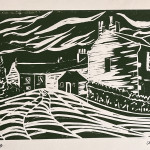 'Workhouse, Pateley Bridge', Lino print