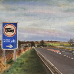 'Kirklington Junction, A6055', 2023, Oil on canvas, 14" x 10" Kirklington junction